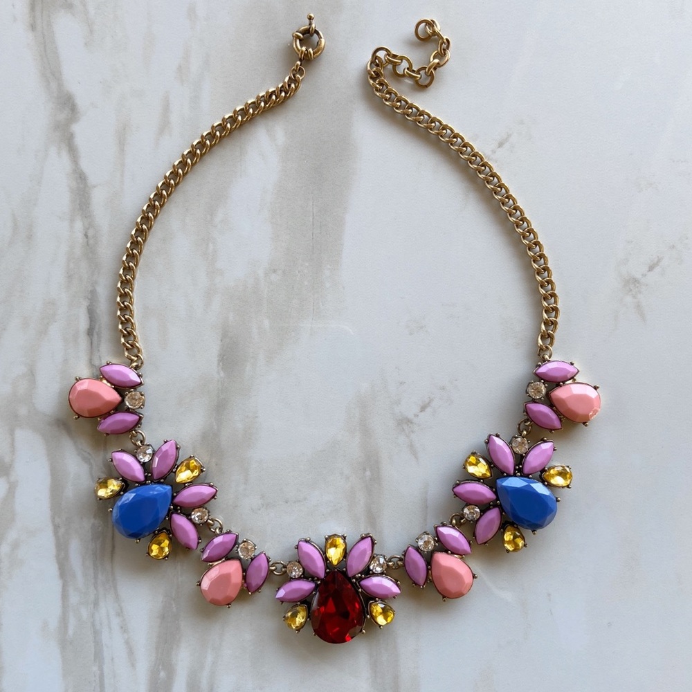 ModCloth Pink Blue Rubi Red Vintage Necklace